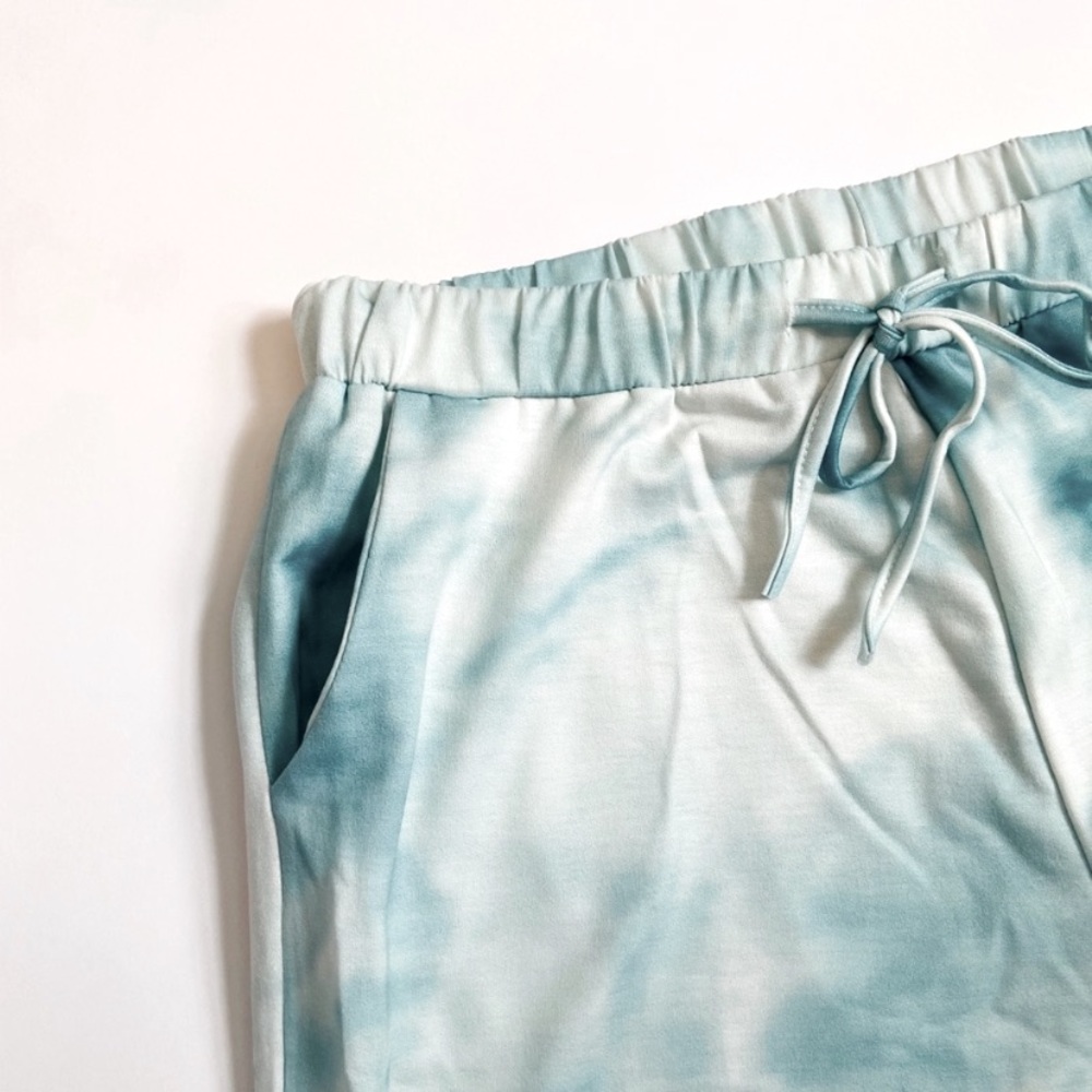 Tie Dye Jogger Lounge Set in Mint Green and White - Picture 9 of 10